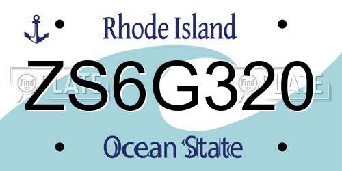 ZS6G320 Rhode Island License Plate