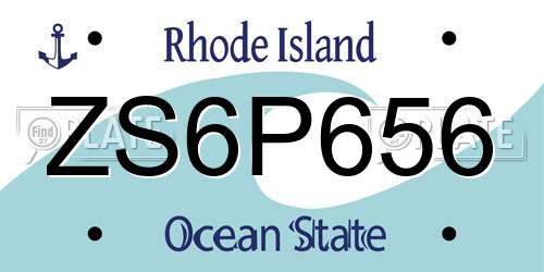 ZS6P656 Rhode Island License Plate