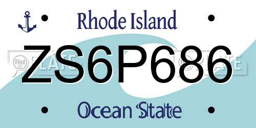 ZS6P686 Rhode Island License Plate