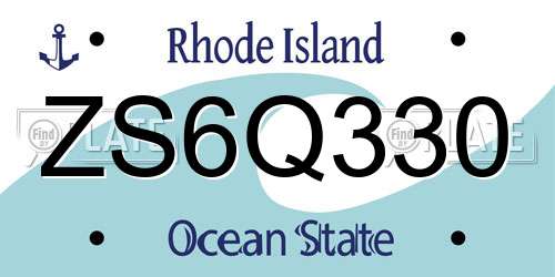 ZS6Q330 Rhode Island License Plate