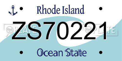 ZS70221 Rhode Island License Plate