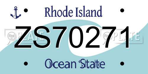 ZS70271 Rhode Island License Plate