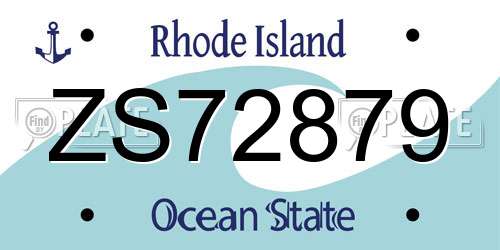 ZS72879 Rhode Island License Plate