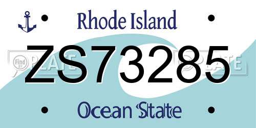 ZS73285 Rhode Island License Plate