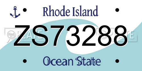 ZS73288 Rhode Island License Plate