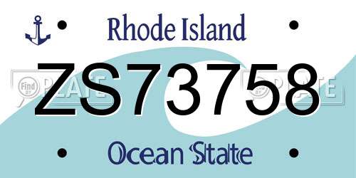 ZS73758 Rhode Island License Plate