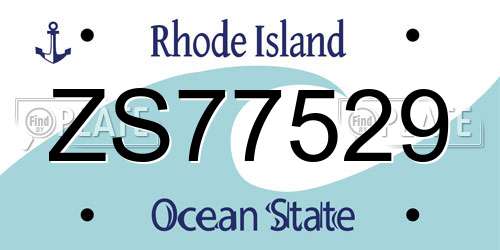 ZS77529 Rhode Island License Plate