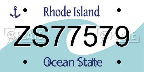 ZS77579 Rhode Island License Plate