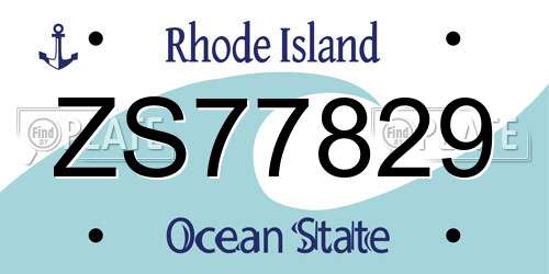 ZS77829 Rhode Island License Plate