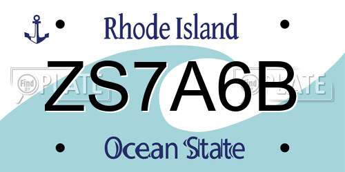 ZS7A6B Rhode Island License Plate