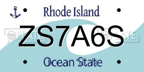 ZS7A6S Rhode Island License Plate