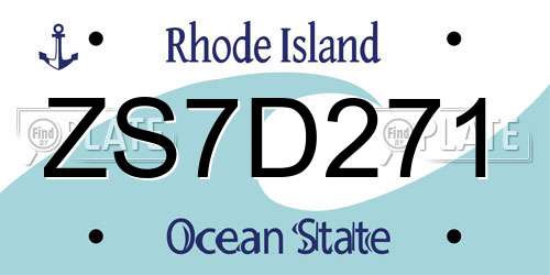 ZS7D271 Rhode Island License Plate