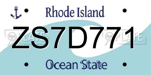 ZS7D771 Rhode Island License Plate