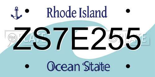 ZS7E255 Rhode Island License Plate