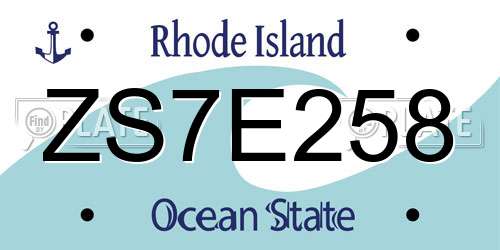 ZS7E258 Rhode Island License Plate