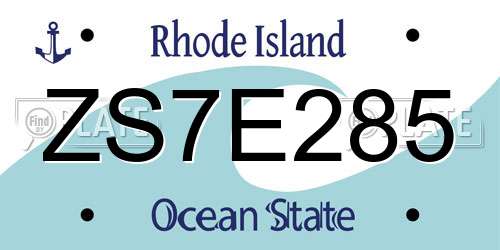 ZS7E285 Rhode Island License Plate