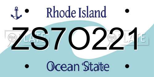 ZS7O221 Rhode Island License Plate