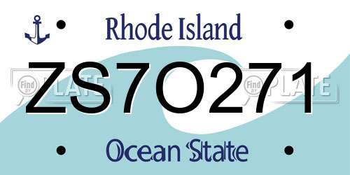 ZS7O271 Rhode Island License Plate