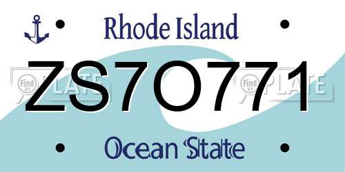 ZS7O771 Rhode Island License Plate