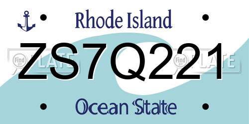ZS7Q221 Rhode Island License Plate