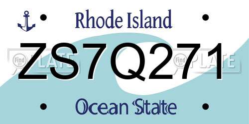 ZS7Q271 Rhode Island License Plate
