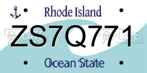 ZS7Q771 Rhode Island License Plate