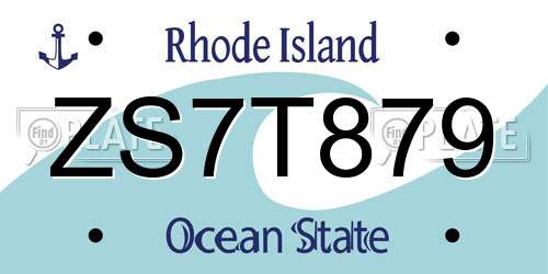 ZS7T879 Rhode Island License Plate