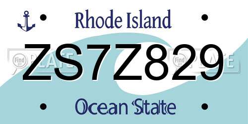 ZS7Z829 Rhode Island License Plate