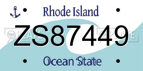 ZS87449 Rhode Island License Plate