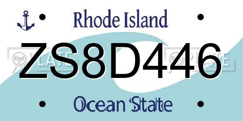 ZS8D446 Rhode Island License Plate