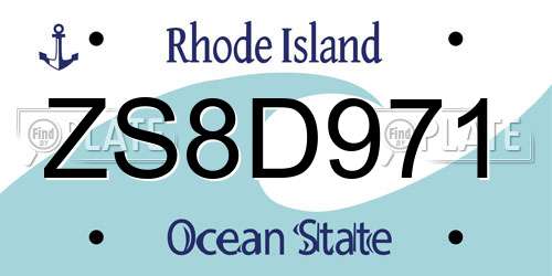 ZS8D971 Rhode Island License Plate