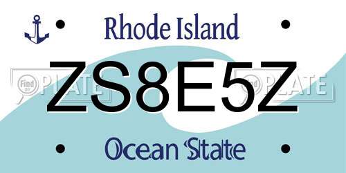 ZS8E5Z Rhode Island License Plate