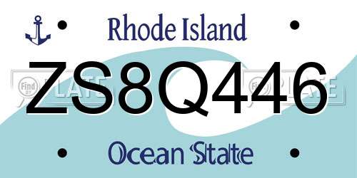 ZS8Q446 Rhode Island License Plate