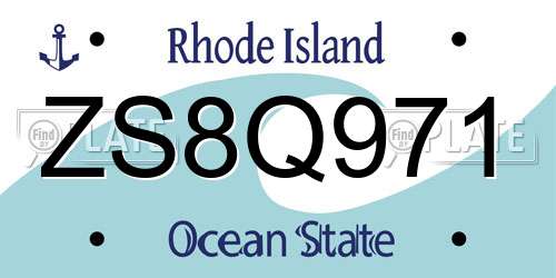 ZS8Q971 Rhode Island License Plate