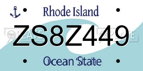 ZS8Z449 Rhode Island License Plate