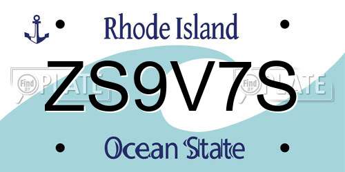 ZS9V7S Rhode Island License Plate