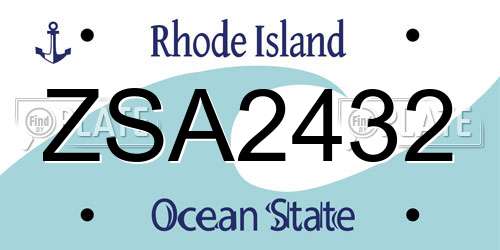 ZSA2432 Rhode Island License Plate