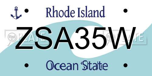 ZSA35W Rhode Island License Plate