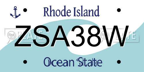 ZSA38W Rhode Island License Plate