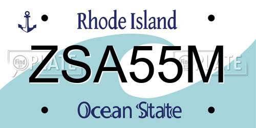 ZSA55M Rhode Island License Plate