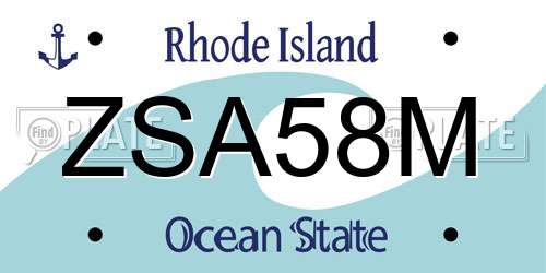 ZSA58M Rhode Island License Plate