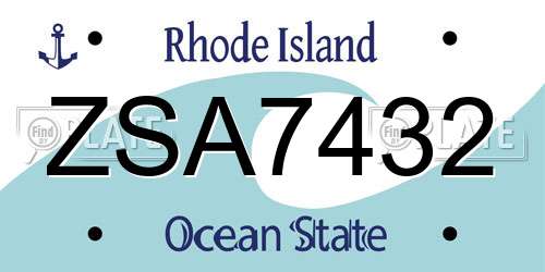 ZSA7432 Rhode Island License Plate