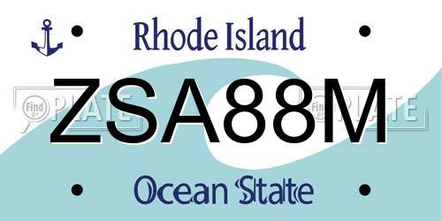 ZSA88M Rhode Island License Plate