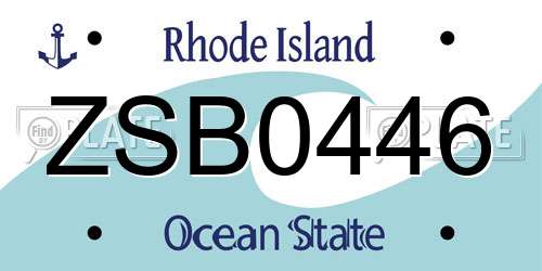 ZSB0446 Rhode Island License Plate