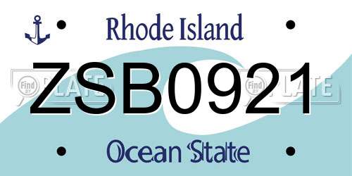 ZSB0921 Rhode Island License Plate