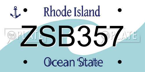 ZSB357 Rhode Island License Plate