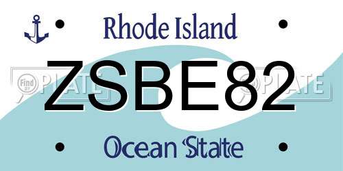 ZSBE82 Rhode Island License Plate