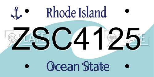 ZSC4125 Rhode Island License Plate