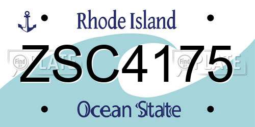 ZSC4175 Rhode Island License Plate