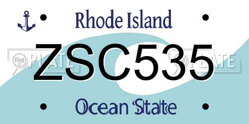 ZSC535 Rhode Island License Plate